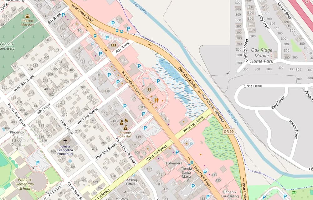 Map of 208 N Main St, Phoenix, OR 97535